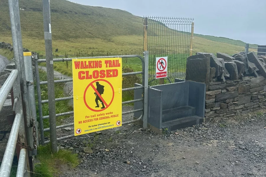 walking trail closed sign