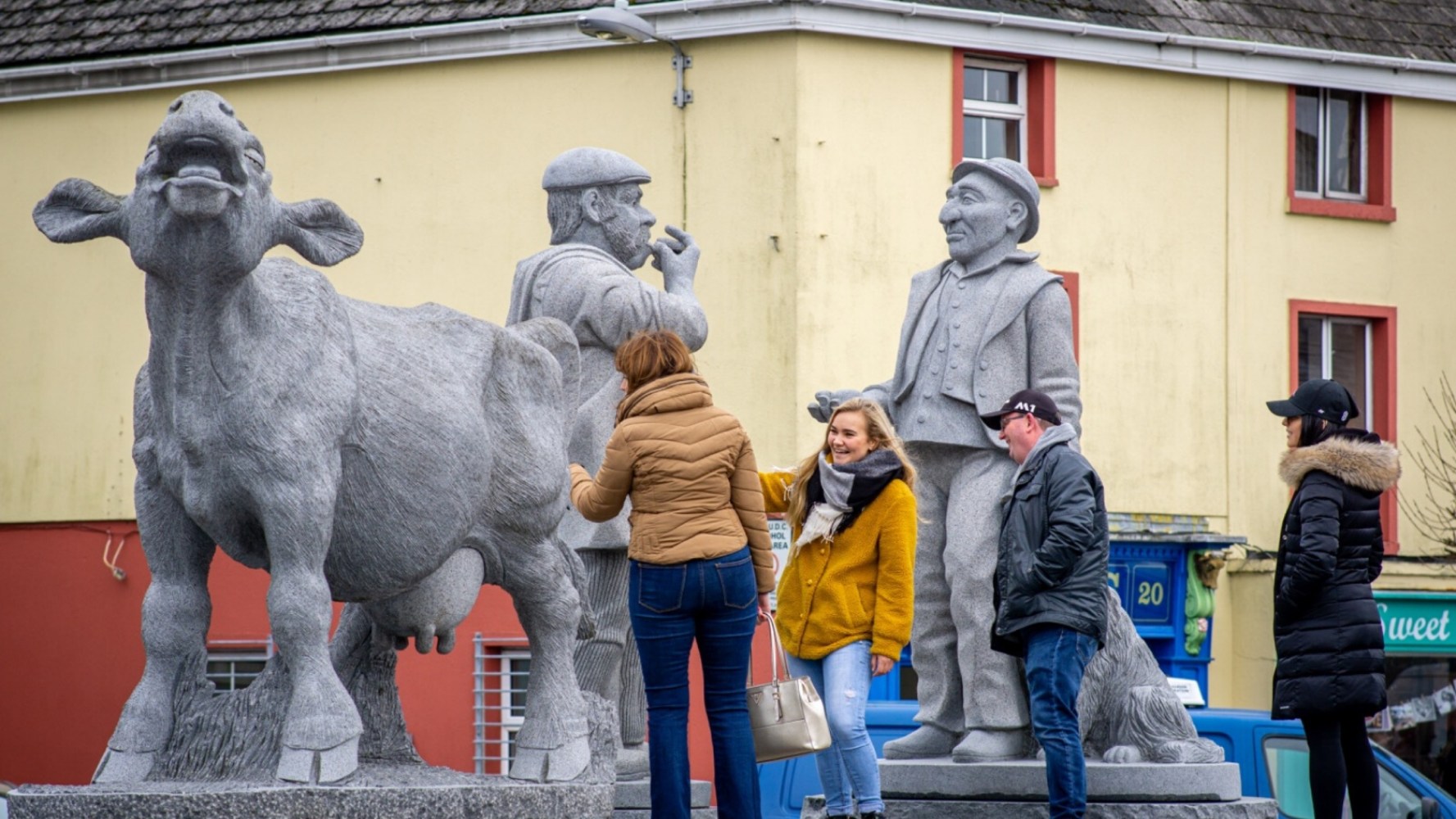 A group of people doing a walking tour of Ennis